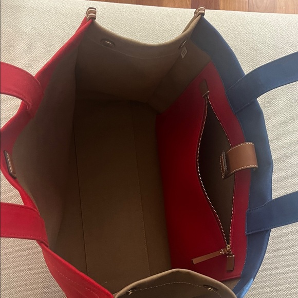 Tory Burch Red and Blue Canvas Tote - Picture 6 of 7